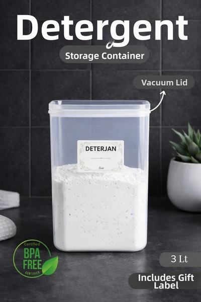 naturelove Single Vacuum Lid Powder Detergent Box with Label 3 Liters