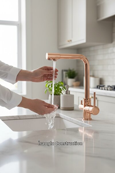 İSAOĞLU YAPI صنبور المطبخ البرونزي - صنبور الحوض المنقى، تركيبات النحاس البرو...