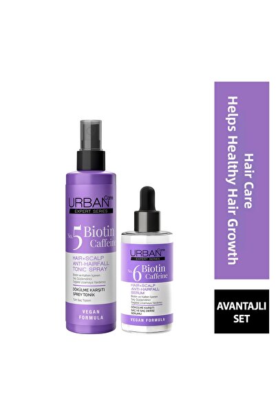 Urban Care مجموعة العناية بالشعر من إكسبرت بيوتين كافيين، مصل ومستحضر منشط لل...