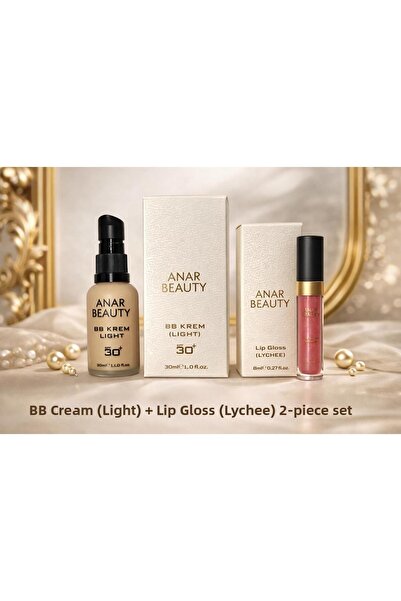 Anar Beauty Bb Cream-30Ml (Light) + Lip Gloss - Shine Lip Oil Gloss (Lychee) Set