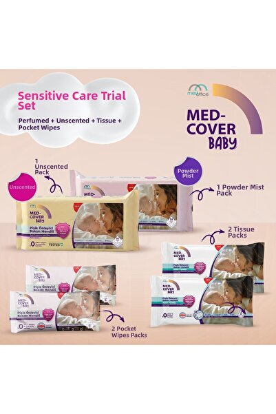 MED-COVER مجموعة مناديل مبللة للعناية الوقائية بطفح الحفاضات عند الأطفال - مع...
