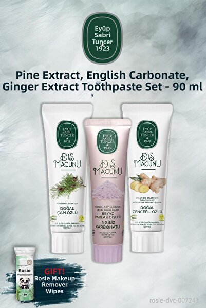 Eyüp Sabri Tuncer Pine, Carbonate, Ginger X3 90 ml Toothpaste, Rosie