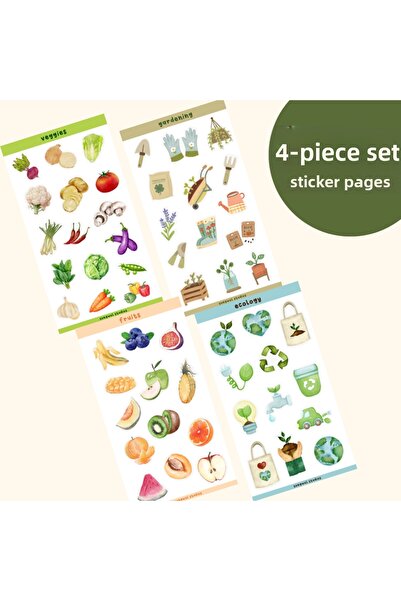 Songwol Studios Set de autocolante tematice cu natură, fructe și legume, Deca...