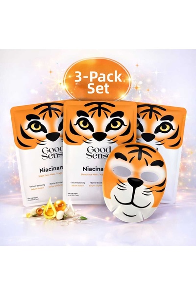 Good Sense مجموعة ماسك الوجه الورقي تايبل تايبر منقوش نياسيناميد للعناية بالب...
