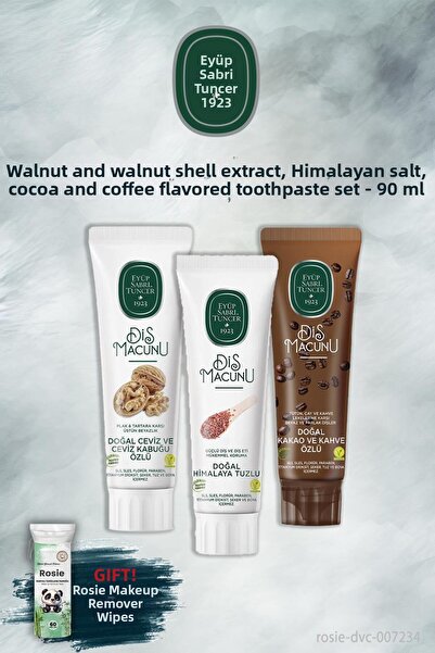 Eyüp Sabri Tuncer X3 90 Pieces Walnut, Himalaya, Cocoa Toothpaste, Rosie