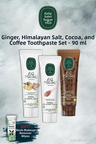 Eyüp Sabri Tuncer 3 Pieces of 90 ml Ginger, Himalaya, Cocoa Toothpaste and Rosie