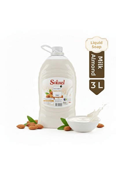 SOLİXEL صابون سائل بحليب اللوز 3 لتر صابون يدوي اقتصادي بحجم اقتصادي مع تأثير...