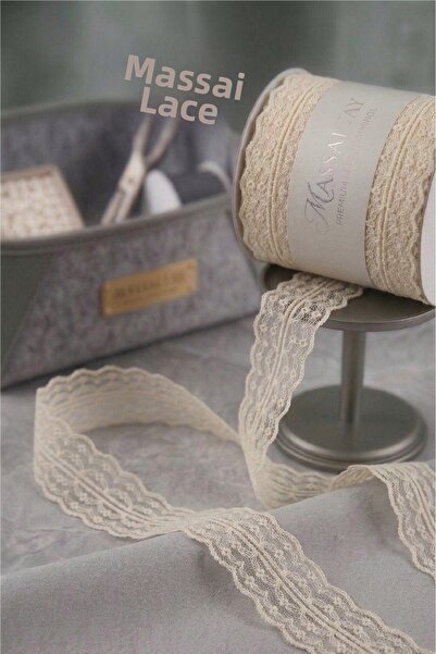 Massaltay Panglică albă din dantelă, 10 metri, cu strat dublu, pentru împodob...