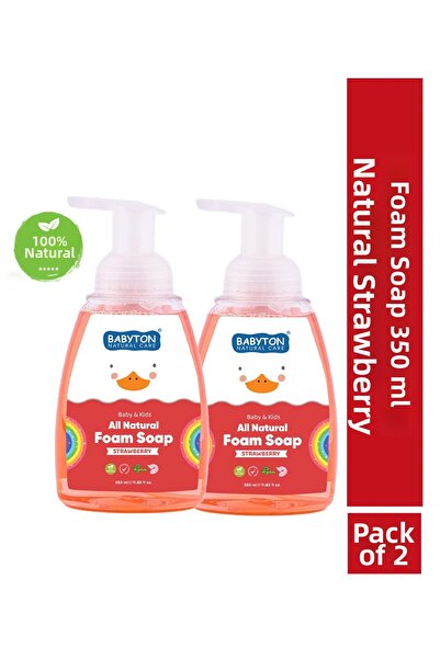 BABYTON صابون رغوي طبيعي بالفراولة مجموعة من قطعتين 350 مل