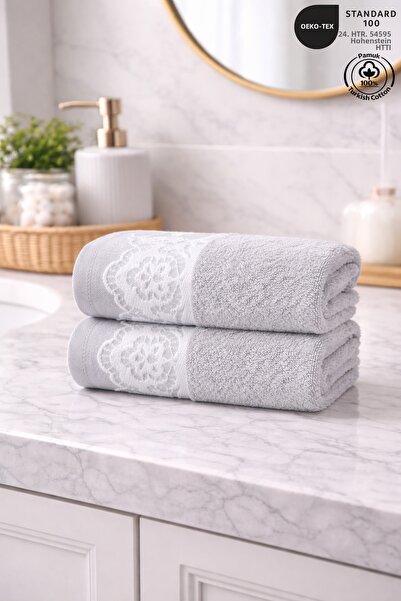 Ellaline MILANO Σετ Με γκιπούρ δαντέλα πετσετών 100% Βαμβάκι Πιστοποιημένες π...