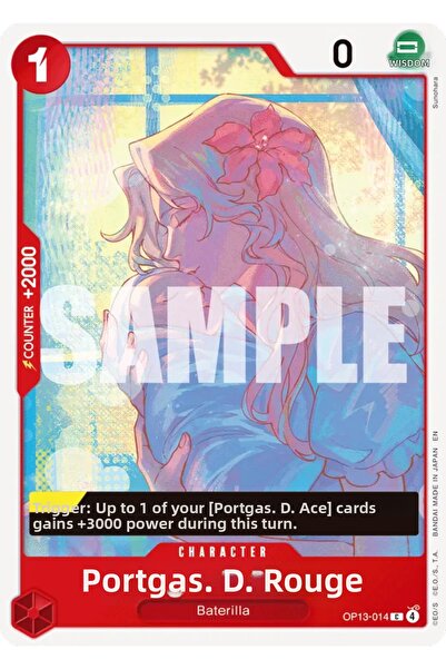 Bandai TCG One Piece Portgas.D.Rouge Op13-014 Licensed Playing Card (En)