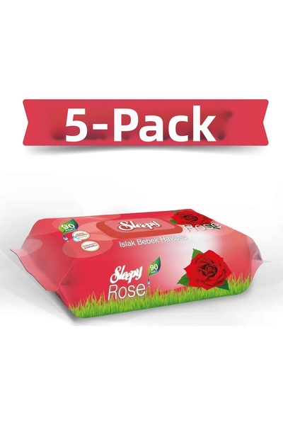 Sleepy مناشف مبللة برائحة الورد 90 قطعة 5 عبوات