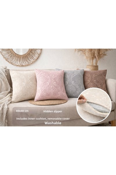 maison linden Welsoft Fleece Embossed Cushion Set of 2 40X40 Padded g Invisible Zipper Washable