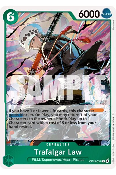 Bandai TCG One Piece Trafalgar Law Op13-031 Licensed Playing Card (En - Foil ...