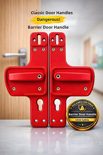 Life 360 مقبض البوابة المزود بحاجز |   أحمر |   آمن للأطفال |   مناسب للمدارس...