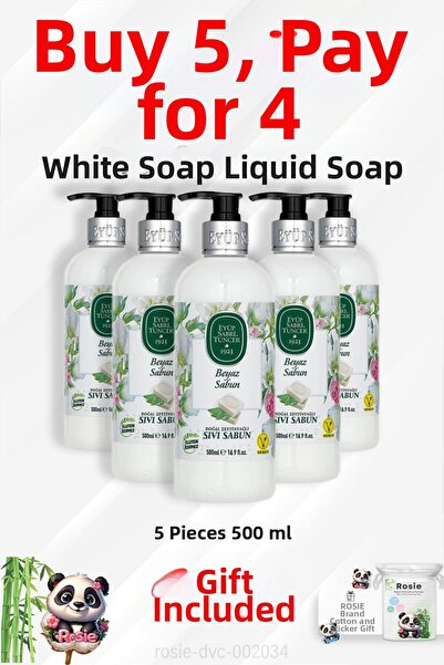 Eyüp Sabri Tuncer Rosie Cotton White Soap Liquid - 500 Ml, Buy 5 and Pay 4