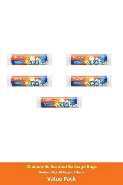 MACROMAX أكياس قمامة متوسطة الحجم معطرة برائحة الياسمين 10 قطع × 5