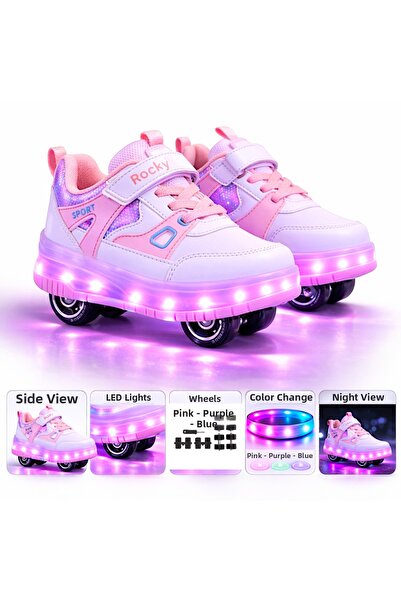 sepona Patented Light-Up Sports Shoes with Roller Skates with 4 Wheels – Ligh...