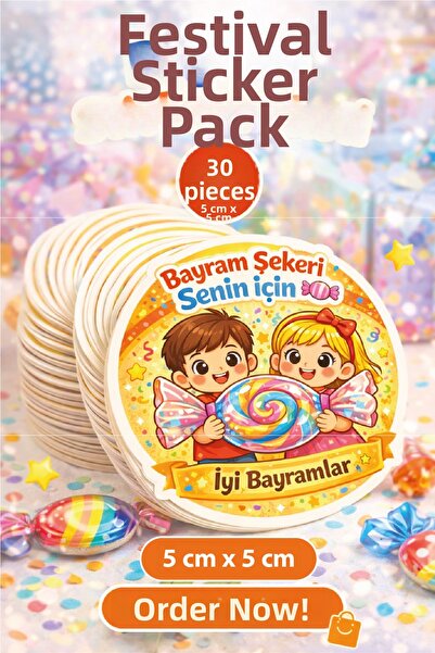 Ayza Tasarım impermeabil 30 bucăți |   Autocolant cadou de Sărbătoare pentru ...