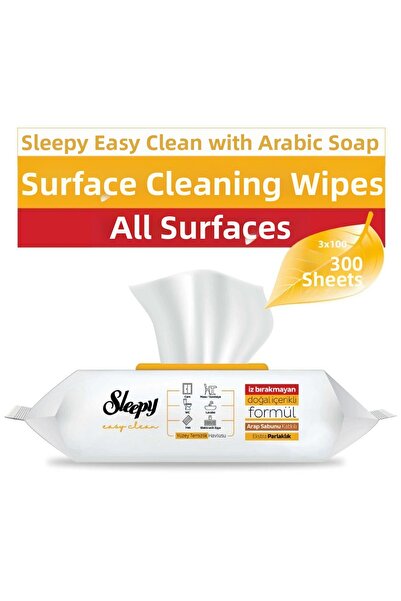 Sleepy منشفة تنظيف الأسطح بالصابون العربي 3 عبوات (300 ورقة)