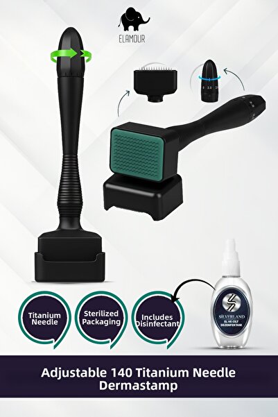 ELAMOUR - هدية مطهرة للبشرة - 140 إبرة تيتانيوم قابلة للتعديل بمقاسات مختلفة ...