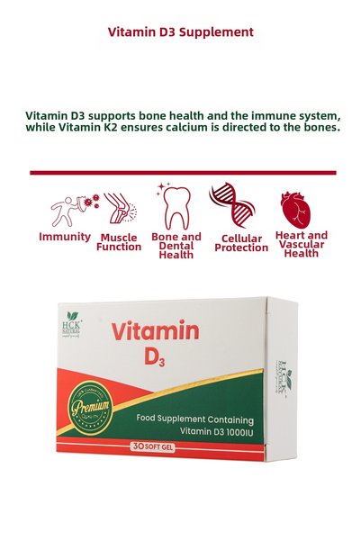 HCK NATURAL Vitamin D3 Containing Food Supplement 30 Soft Capsules Blister