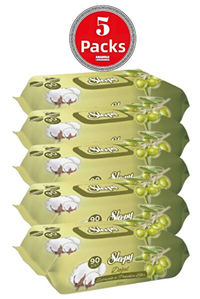 Sleepy Cotton Olive Oil Wet Towel 90's 5 Pieces