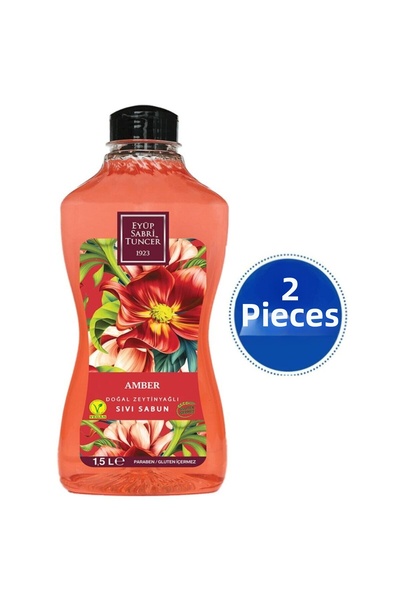 Eyüp Sabri Tuncer صابون سائل بزيت الزيتون الطبيعي عنبر 1500 مل × 2