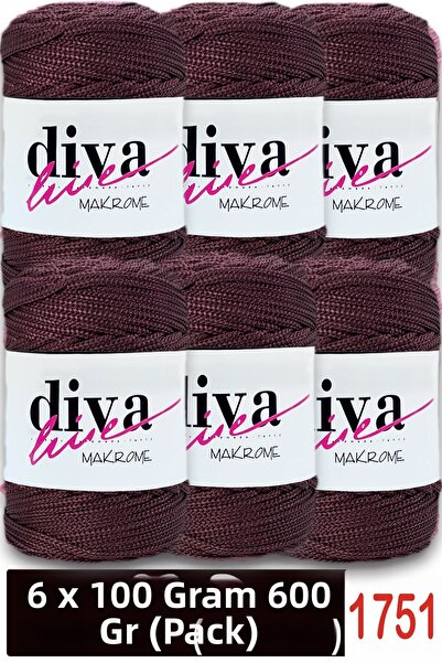 Diva İplik 1.5 mm - 600 Gr - Polyester Macrame Bag Rope (Pack of 6) 1751 Eggp...
