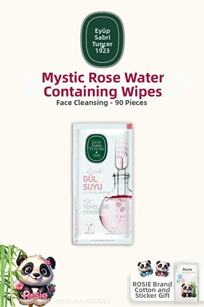 Eyüp Sabri Tuncer 3 Packs of 30 Rose Water Facial Wipes and 100% Cotton Rosie