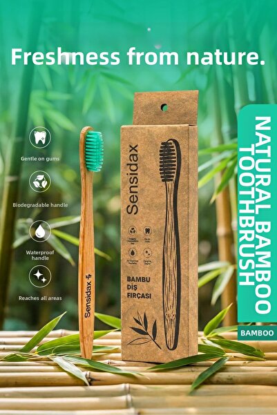 SENSİDAX Natural Bamboo Toothbrush Turquoise-Medium-Medium-1 Piece