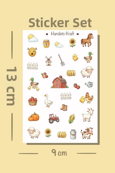 Handeto Kraft Σετ αυτοκόλλητων με θέμα το χωριό και τη φάρμα, αυτοκόλλητα για...