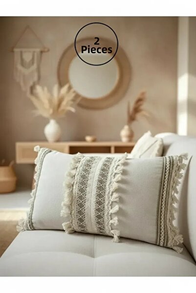 NDC HOME Special Design Brown Lace Cream Throw Pillow Cushion Cover [35x55]