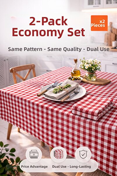 MUK's Συσκευασία 2 τεμαχίων Τραπεζομάντηλο με μικρό τετράγωνο σχέδιο, ύφασμα ...