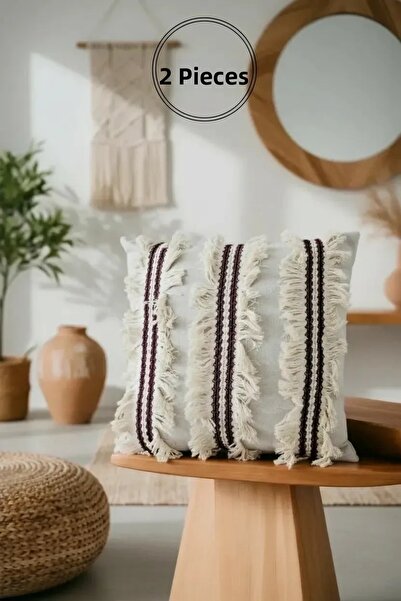 NDC HOME 3 cu ciucuri Intermediar cu model in Cremă pernă pentru canapea 2 Bu...