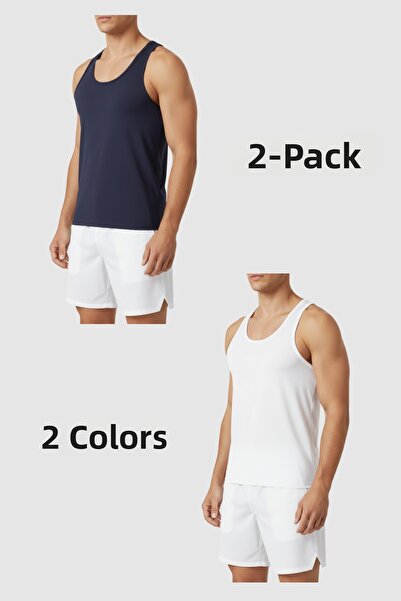 balkonda Men's Athlete's Undershirt 2 Pack 2 Colors Cotton Flexible Slim Fit ...