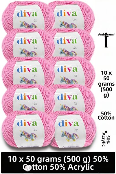 Diva İplik Divagurumi 229 Pink (Pack of 10) - 500 Gr - Amigurumi Yarn