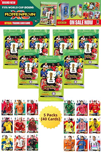 hediyecik حزمة بطاقات بانيني فيفا وورلد كوب 2026 أدينالين إكس إل - 5 حزم من ب...