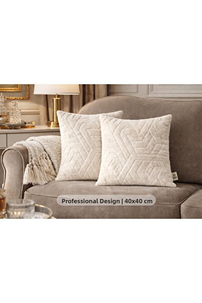 maison linden 2-Piece Welsoft Throw Pillow Cover 40X40 Cream with Hidden Zipp...