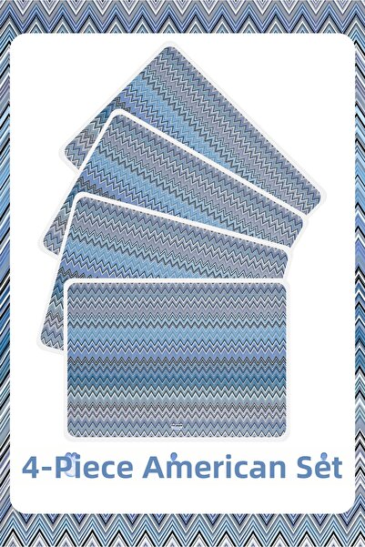 The Grade American Service Set of 4, Zigzag Pattern, Stain Resistant, America...