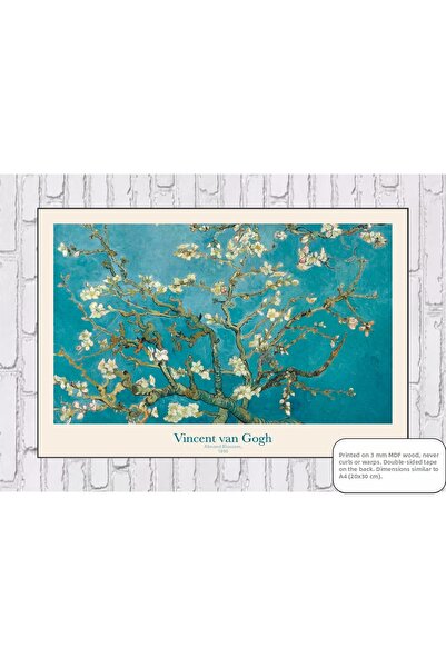 Hayat Poster Винсент ван Гог „Цъфнали бадеми“ картина МДФ плоскост дървена по...