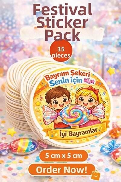 Ayza Tasarım 30 Pieces of Happy Holidays Children's Stickers – Holiday Gift P...