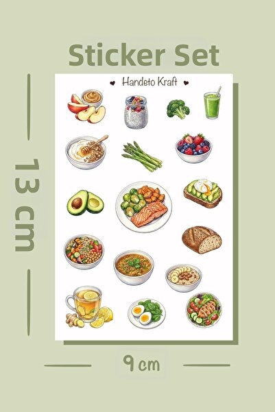 Handeto Kraft Σετ αυτοκόλλητων για υγιεινή διατροφή, αυτοκόλλητα για λεύκωμα,...
