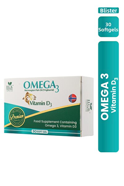 HCK NATURAL Omega 3 Vitamin D3 Food Supplement Containing Fish Oil 30 Soft Ca...