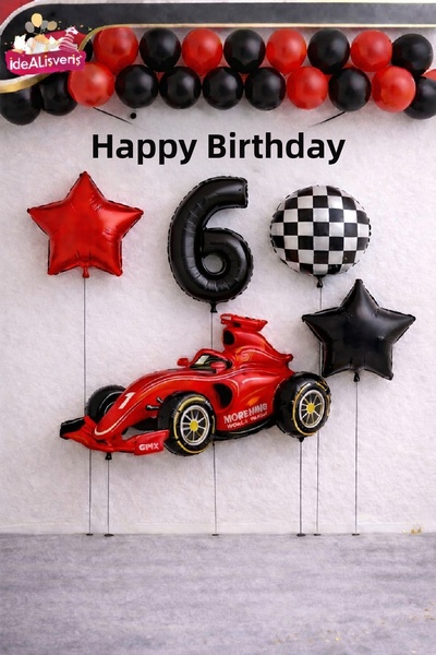 BKMC PARTY Race Car Themed Birthday Balloon Decoration Set for 1-9 Years Old ...