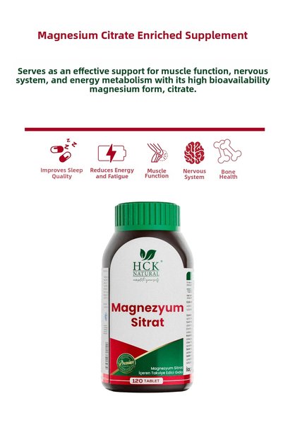 HCK NATURAL Magnesium Citrate 200 Mg 120 Tabs.