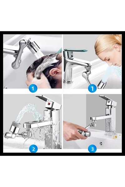 tg tek-iş global Acrobat Faucet Head 360 °   Döner – Movable Sink Faucet Attachment – Water Saving Aerator