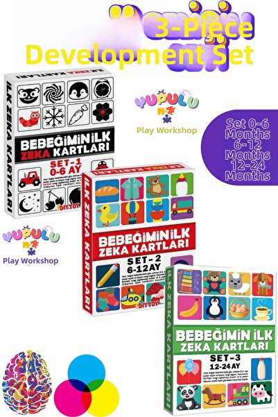 YUPULU Diytoy My Baby's First Intelligence Cards Set-1 0-6 Months / Set-2 6-1...