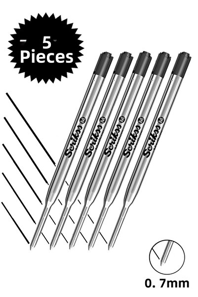 Artlantis Scrikss Black Ballpoint Pen Refill Metal 0.7mm 5 Pieces Ballpoint P...