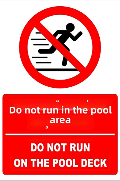Tembel Baykuş Do Not Run in the Pool Zone Turkish-English Warning Sign 20X30 ...